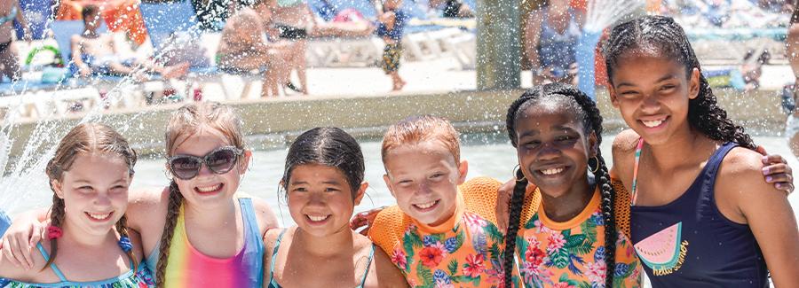 A group of girls made friends at Daytona Lagoon Waterpark