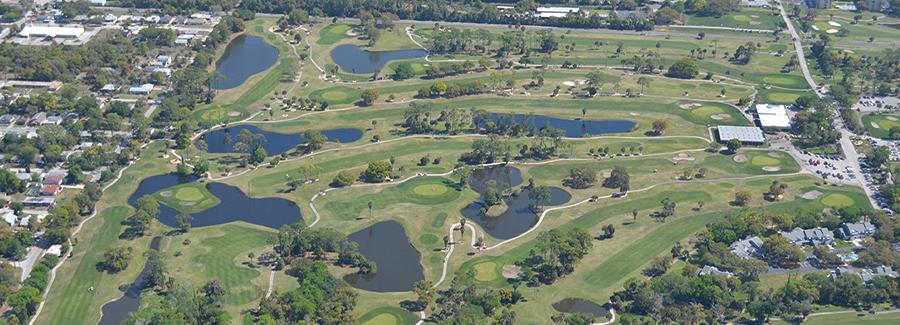 An aerial view of the beautiful Daytona Beach Golf Club