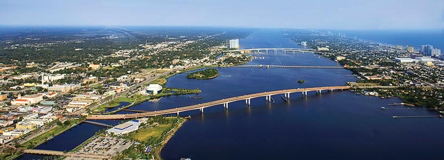 Aerial view of International Speedway Boulevard Bridge