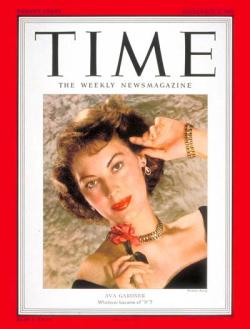 Ava Gardner on the cover of Time Magazine, 1951.