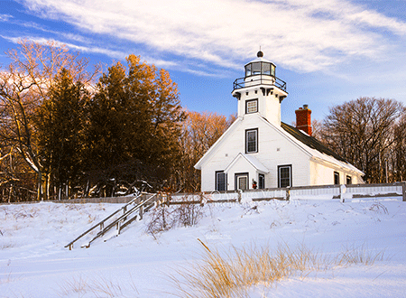 Mission Point Lighthouse in Winter