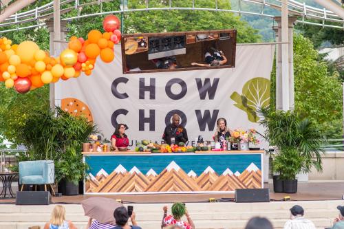 A cooking presentation at Asheville's inaugural culinary festival, Chow Chow.