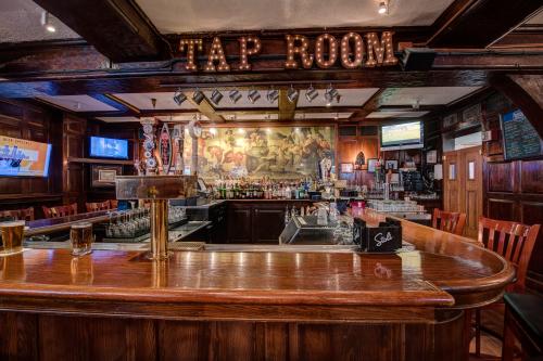 a view of the bar at the Tap Room at the nassau inn