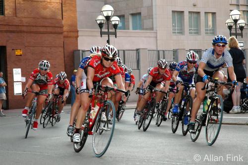 Cyclists Competing in the Rochester Twilight Criterium