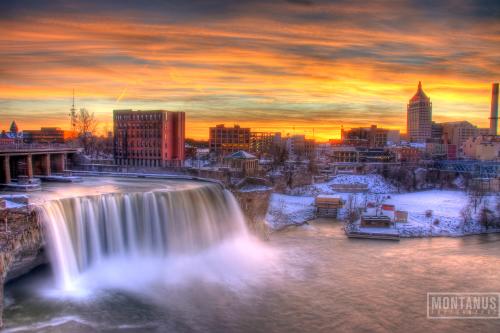96 ft waterfall in the center of downtown Rochester, NY