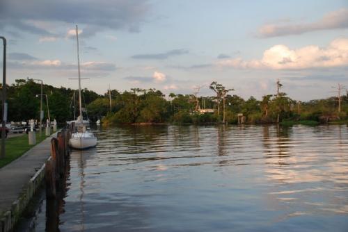 Sailboat at pier in Mandeville