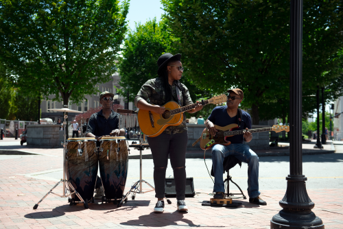 Lyric Busking Downtown with Band