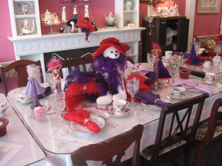 table set with china and decorations inside of mrs teapots tea room in bellevue ky