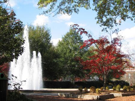 The Fountain on North Campus during the fall.