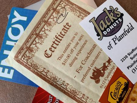 Plainfield gift certificates