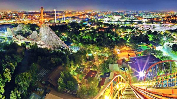 Six Flags Over Texas Roller Coaster Aerial View