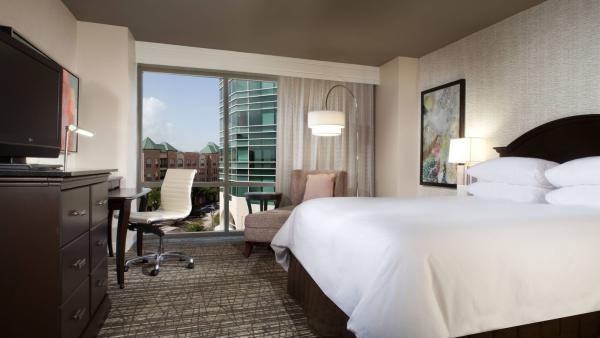 Bedroom in Marriott hotel.