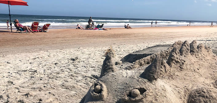 A giant sandcastle on Daytona Beach