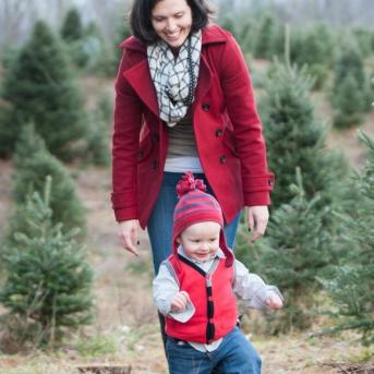 Mother and Child at Christmas Tree Farm