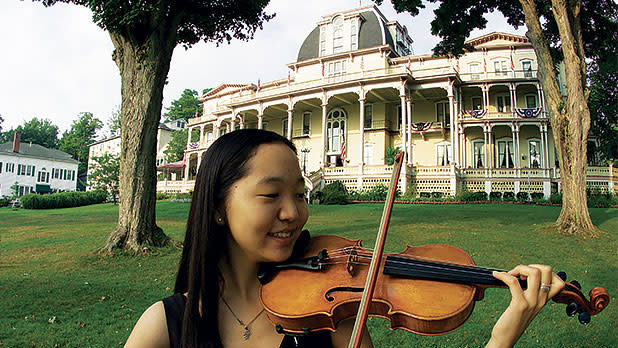 Young woman playing the violin at the Chautauqua Institution - Photo by NYS ESD