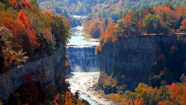 Aerial view of Letchworth Middle Fallls