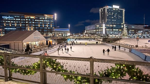 Ice Skiers at Canalside Buffalo 