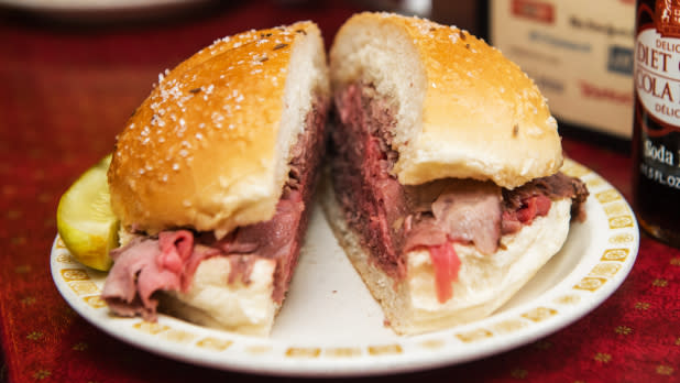 Schwabl's Beef on Weck on plate