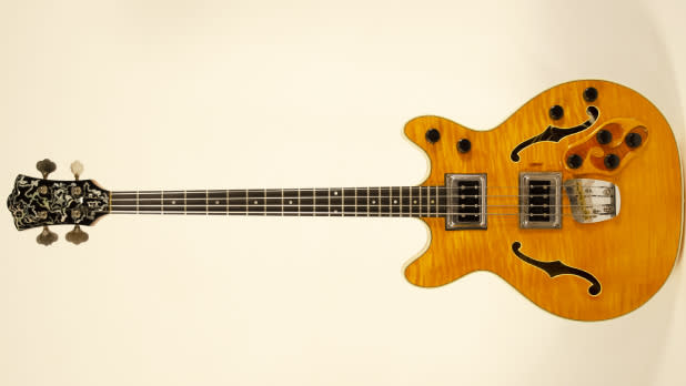 Bass Guitar played at Woodstock by Jack Casady of Jefferson Airplane. Lent by Jack Casady; Photo by The Museum at Bethel Woods