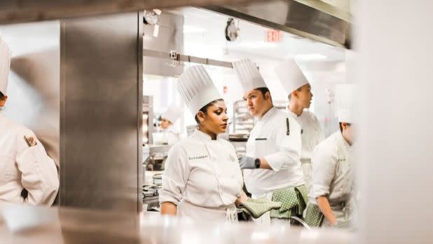 A photo of chef's in the kitchen at the Culinary Institute of America
