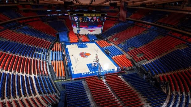 Madison Square Garden in Knicks colors