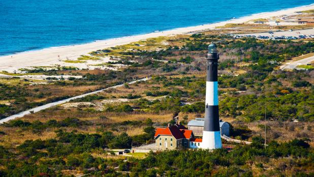 Sky view of Fire Island Lighthouse