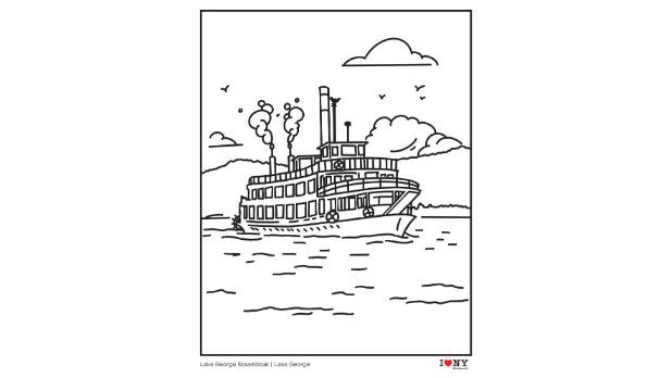 Lake George Steamboat coloring page