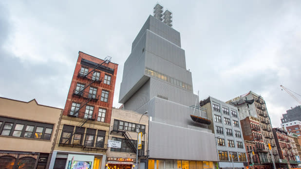 The New Museum towering above other buildings on The Bowery