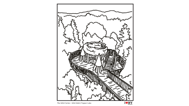 A coloring page of the Wild Walk bird's nest