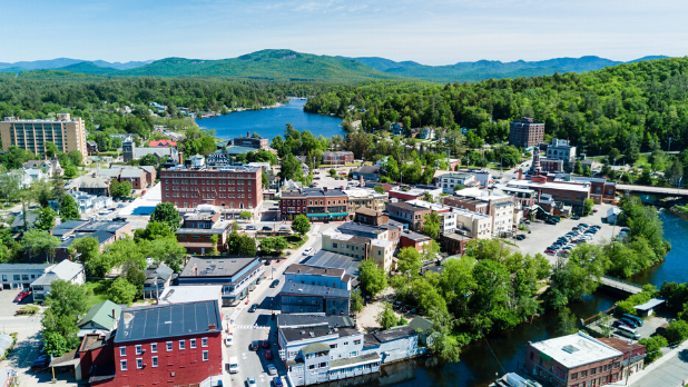 Aerial view of Saranac Lake village