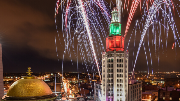 Fireworks over downtown Buffalo for New Year's Eve