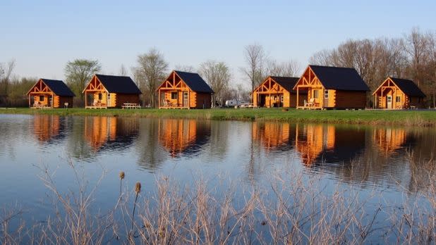 Cabins on a lake at Branches of Niagara campground