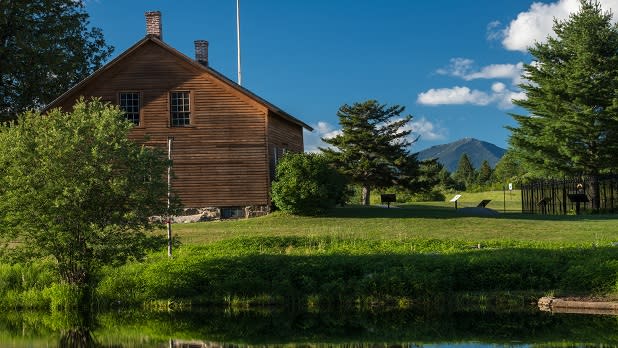 A building on the grounds of the John Brown Farm State Historic Site