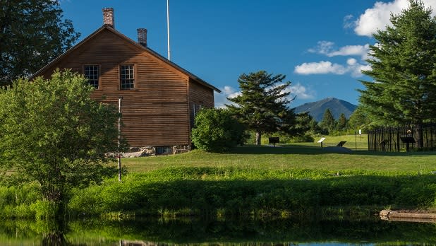 A building on the grounds of the John Brown Farm State Historic Site