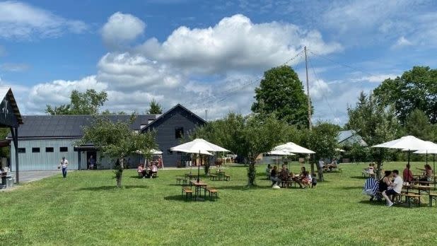 Field with tables at Westwind Orchards