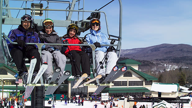 Skiers on Chair Lift at Windham Mountain
