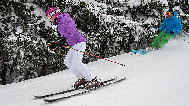 Couple Skiing at Holiday Valley 