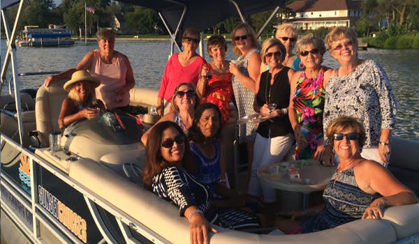 Group of ladies on a Cedar Lake Sunset Cruise in Northwest Indiana