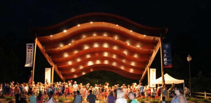 Charlotte Symphony performing at Bailey Road Park at night