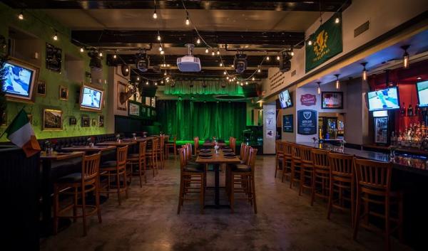 Stout Pub in Providence decorated for St. Paddy's Day