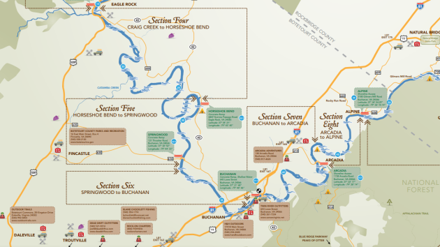 Upper James River Water Trail Map