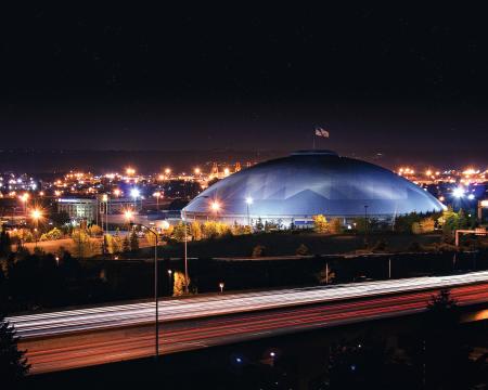 Tacoma Dome at night