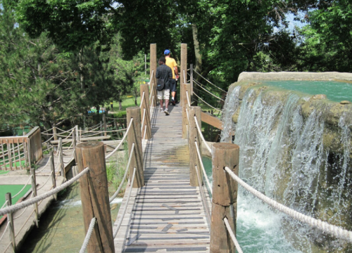 Rope Bridge Crossing Water At Your Adventure Golf In Dayton, Ohio