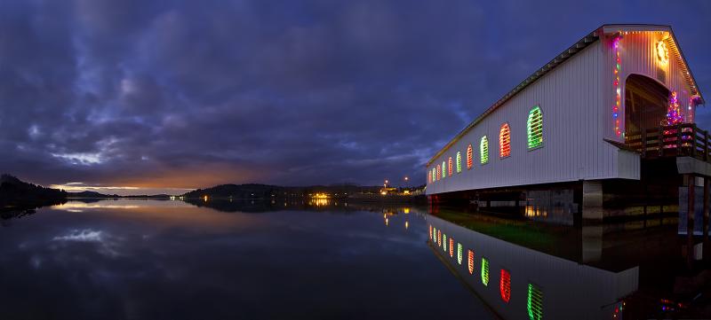 Lowell Covered Bridge during Christmas by David Putzier Lowell Covered Bridge during Christmas by David Putzier