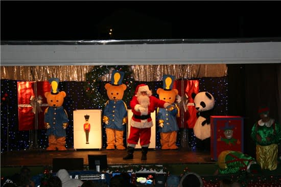 Santa dancing on stage at the Fantasy Christmas Show in Kure Beach