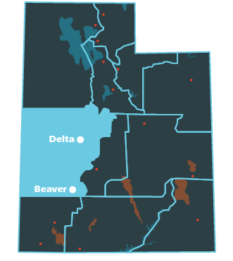 West Desert Region Map with both Beaver and Delta