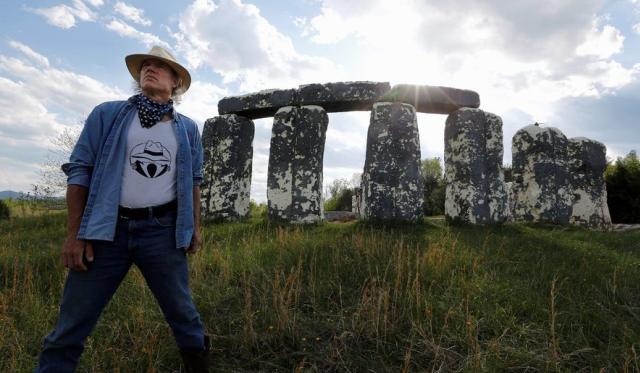 Artist Mark Cline with Foamhenge