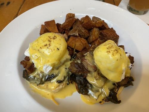 A plated Eggs Benedict dish at Lily’s Bistro in Dayton, OH