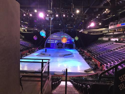 A view looking out onto the ice in CURE arena