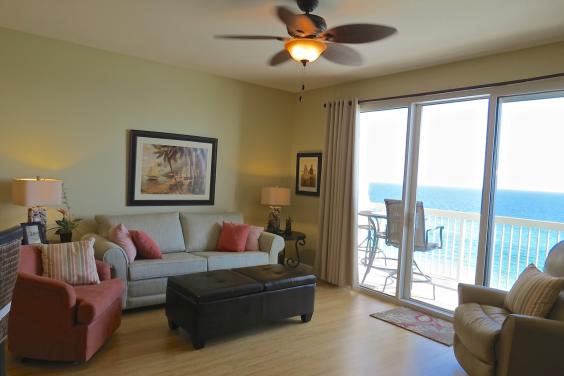 Celadon Beach 806 living room with breathtaking view of the Gulf!